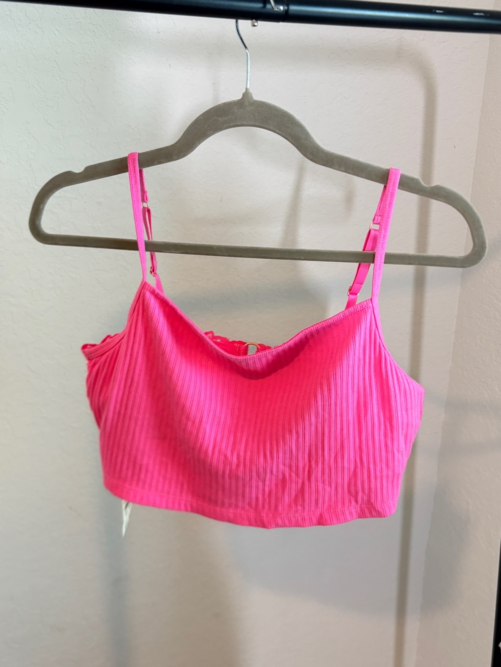 aerie Hot Pink Ribbed Bralette Crop Top